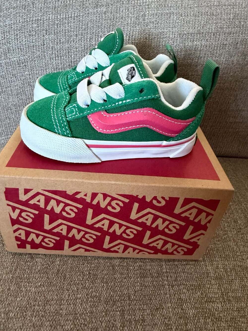 Vans Knu Skool Elastic Lace Green/Pink Toddler Size 4.5 TD